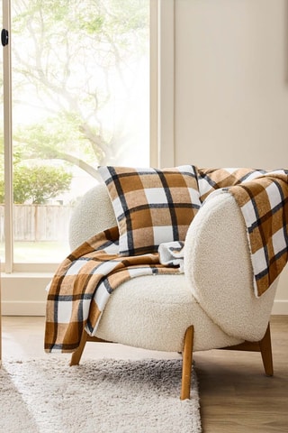 Coussin Ecossais - Camel et blanc - 45 x 45 cm