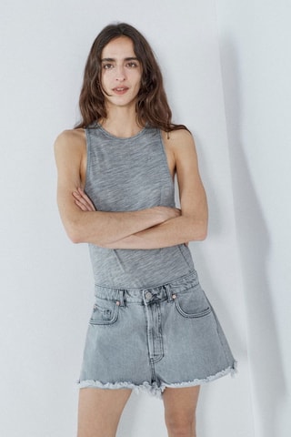Biologisch Katoenen Spijjkershort Hoge Taille - Lichtgrijs