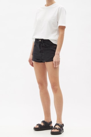 Spijkershort met Hoge Taille - Zwart