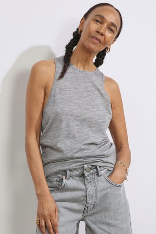 Biologisch Katoenen Jeansshort Hoge Taille - Lichtgrijs