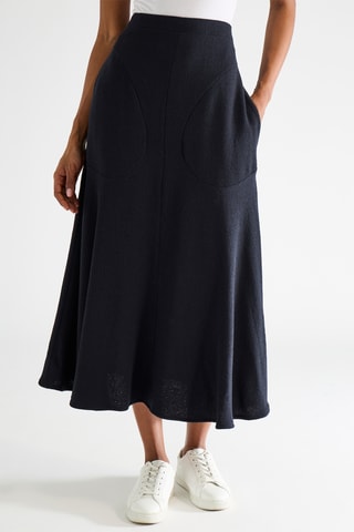 Wollen Midirok Hoge Taille - Marineblauw