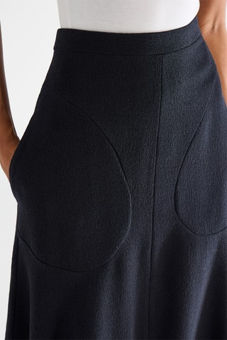 Wollen Midirok Hoge Taille - Marineblauw