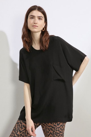 Zijden T-shirt - Zwart