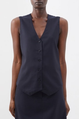 Mouwloos Wollen Vest - Marineblauw