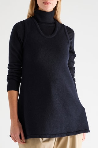 Wollen Trui Trompe-l'oeil - Marineblauw