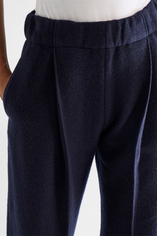Wollen en Kasjmier Broek Tapered - Marineblauw