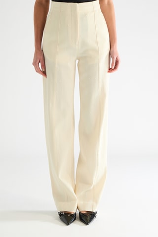 Scheerwollen Broek Hoge Taille - Ivoorkleurig