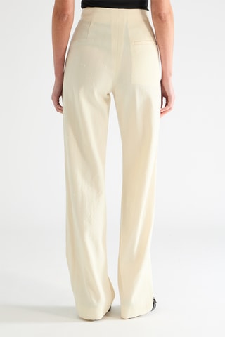 Scheerwollen Broek Hoge Taille - Ivoorkleurig