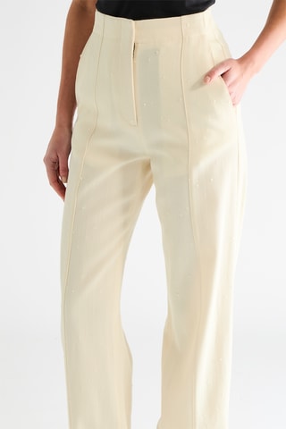 Scheerwollen Broek Hoge Taille - Ivoorkleurig