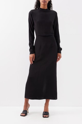 Zijden Midi-jurk - Zwart
