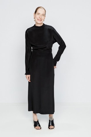 Zijden Midi-jurk - Zwart