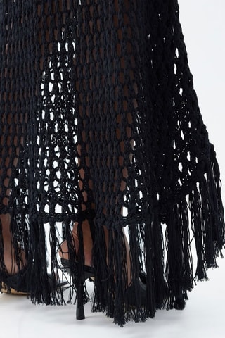 Lange Biologisch Katoenen Rok Hoge Taille - Zwart