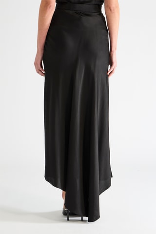 Lange Zijden Rok Hoge Taille - Zwart