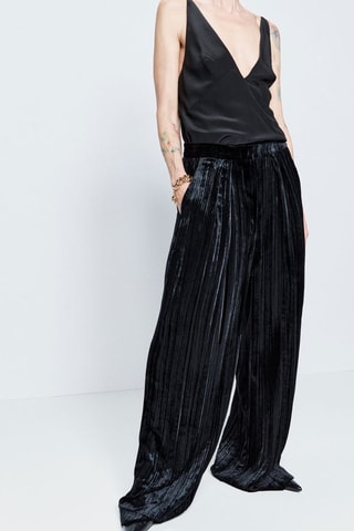 Velours Broek Wide Legs - Zwart