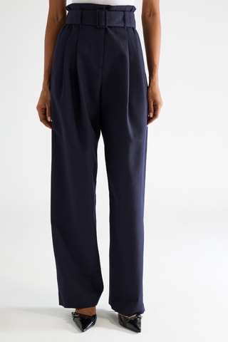 Scheerwollen Broek Hoge Taille - Marineblauw