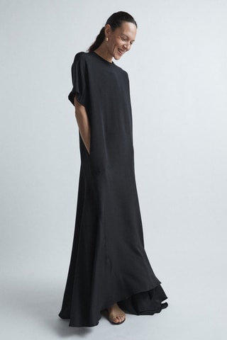 Lange Zijden Jurk - Zwart
