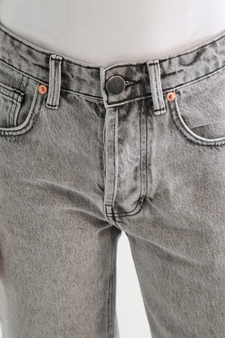 Biologisch Katoenen Jeans Hoge Taille - Lichtgrijs