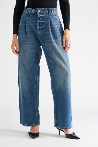Biologisch Katoenen Jeans Hoge Taille - Donkerblauw