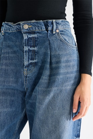 Biologisch Katoenen Jeans Hoge Taille - Donkerblauw