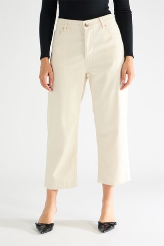 7/8 Linnen Jeans Hoge Taille - Beige