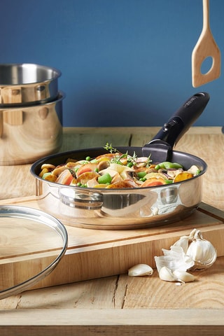 2 poêles en acier inoxydable Sitramovible Arpege - 24 et 28 cm