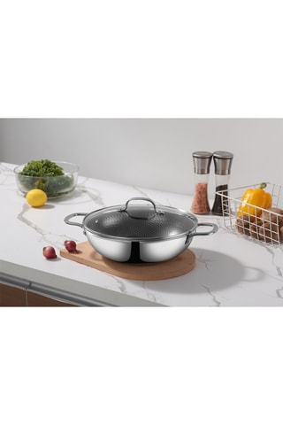 Wok en acier inoxydable - 32 cm