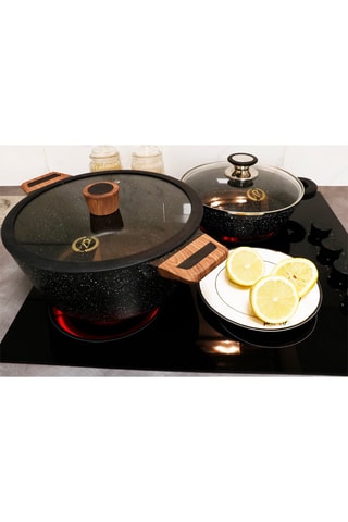 Batterie de cuisine revêtement Greblon® C3 et manches amovibles - 12 pièces