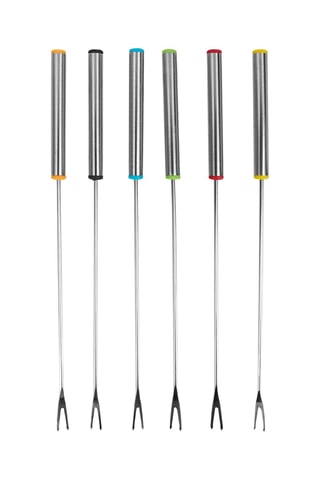 6 fourchettes à fondue en acier inoxydable - 24 cm