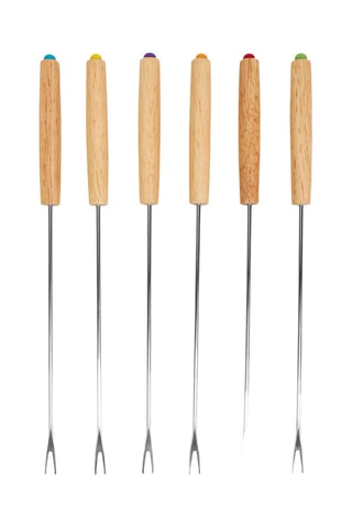 6 fourchettes à fondue en acier inoxydable - 24 cm