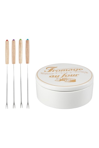 Servive à fromage en dolomite, bois et acier inoxydable Ça brille - 5 pièces