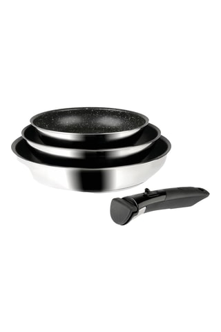 3 poêles en acier inoxydable et 1 manche amovible Sitramovible Arpege - 20/24/28 cm