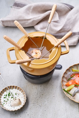 Service à fondue en fonte émaillée Billiet - 26 x 19 x 19 cm