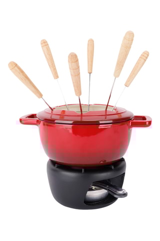 Service à fondue en fonte émaillée Billiet - 28 x 15 x 25 cm