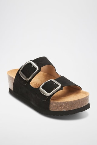 Platform Nubuck Muiltjes Zoe - Zwart