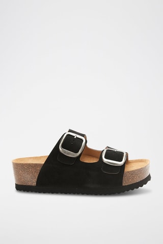 Platform Nubuck Muiltjes Zoe - Zwart