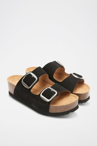 Platform Nubuck Muiltjes Zoe - Zwart