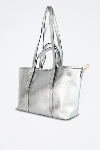 Leren Shopper Mini Malta  - Zilverkleurig