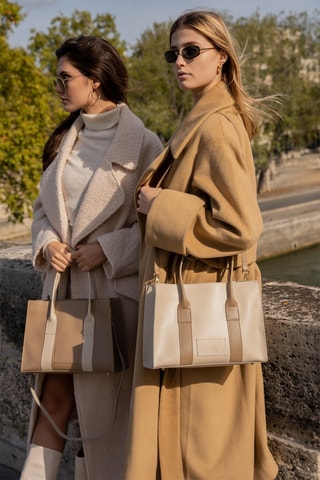 Leren Handtas Bahamans - - Beige