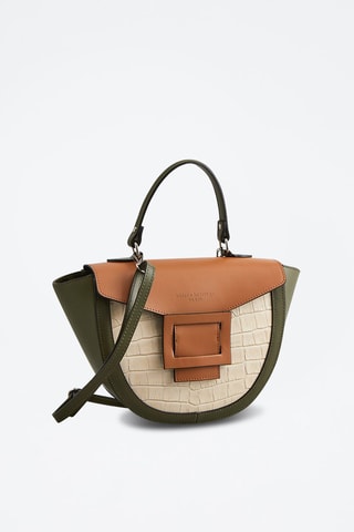 Leren Handtas Votti Croco - Groen en beige