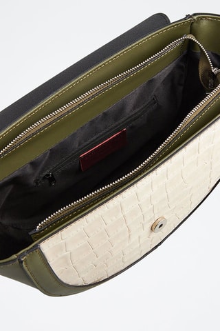 Leren Handtas Votti Croco - Groen en beige