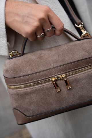 Nubuck Schoudertas Grand Simos Suede - Taupe