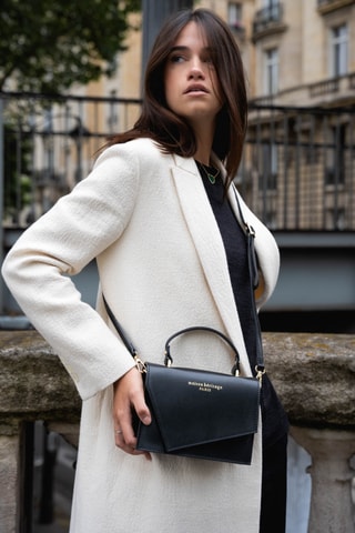 Leren Schoudertas Diamant - Zwart