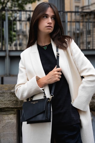 Leren Schoudertas Diamant - Zwart