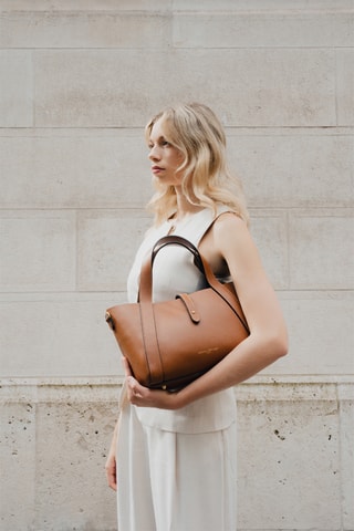 Leren Handtas en Clutch Picea - Camel