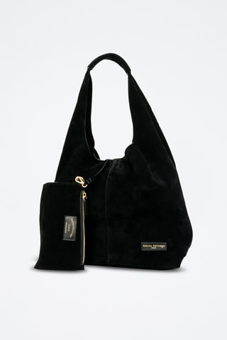 Nubuck Shopper en Clutch Vif - Zwart