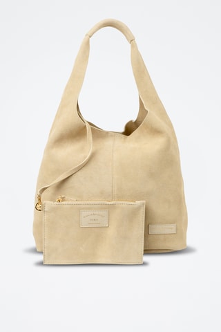 Nubuck Shopper en Clutch Vif - Ecru