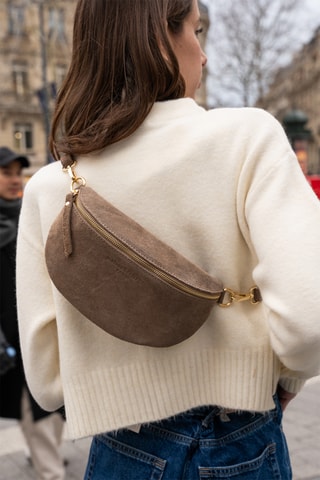 Nubuck Schoudertas Kimi - Taupe