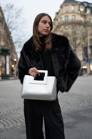 Leren Handtas Jini - Zilverkleurig