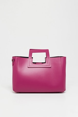 Leren Handtas en Clutch Jini - Grijs, zwart en paars