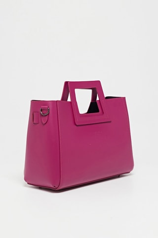 Leren Handtas en Clutch Jini - Grijs, zwart en paars